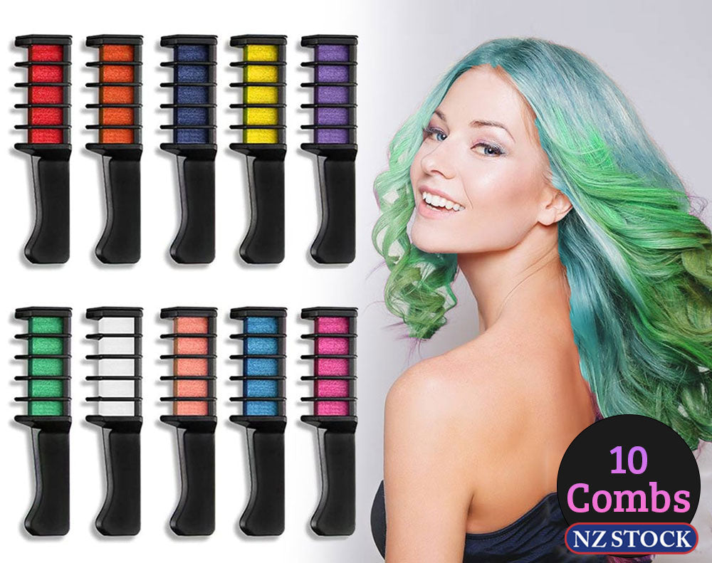 10PCS Hair Dye Comb Set Temporary Bright Hair Color Chalk Comb Set for Girls Birthday Gifts Children's Day Halloween Christmas Makeup Cosplay DIY Party Favors