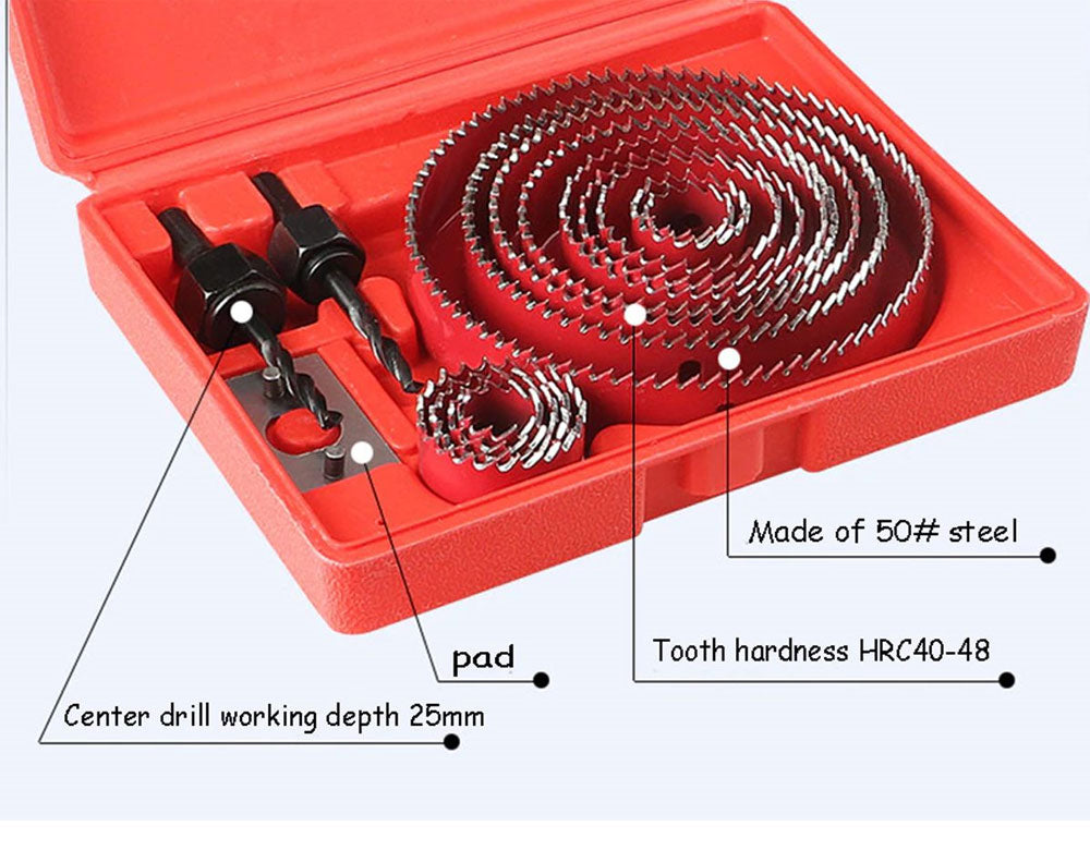 Hole Saw Set 16 Pcs - Red