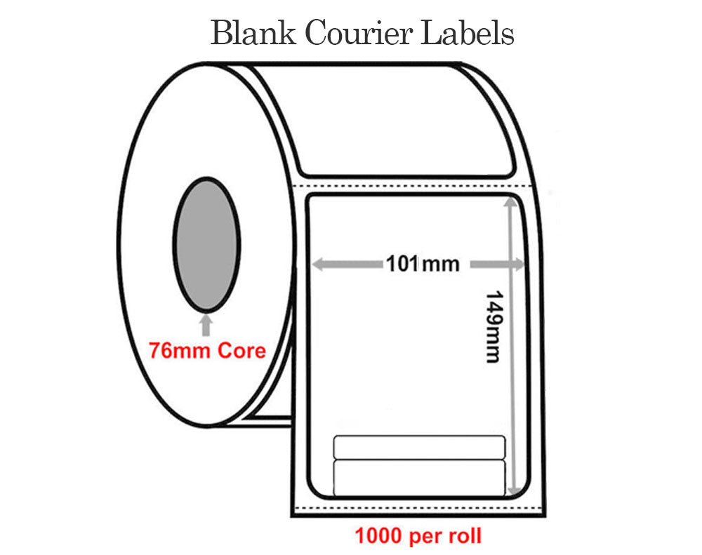 BLANK COURIER LABELS 76MM CORE 101X149MM