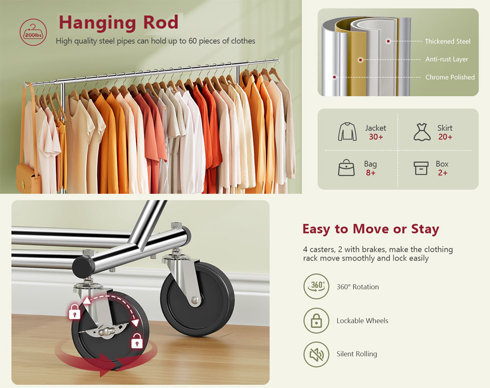 Industrial Rail Clothes Rack