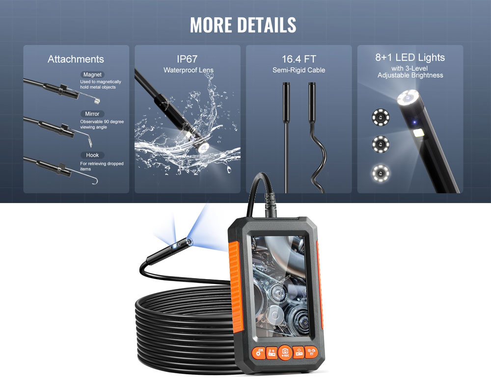 Endoscope Inspection Camera 5M with TF Card Slot